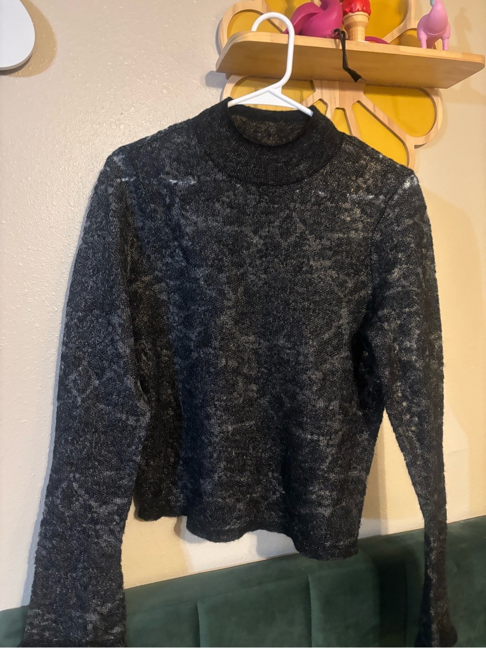 Anthropologie Dark Gray Marled Mock Neck Sweater
